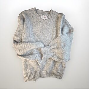 Pink Rose Heather Gray Crew Neck Sweater